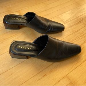 Maguire Navio Black Leather Heeled Mule, size 38